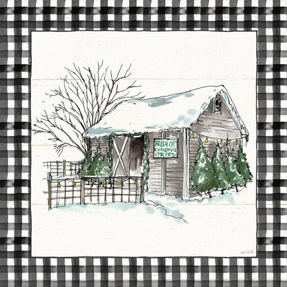 Holiday on the Farm IV BW Buffalo Check by Anne Tavoletti. SKU 57866a. Archival Giclee Fine art print for wall decor.