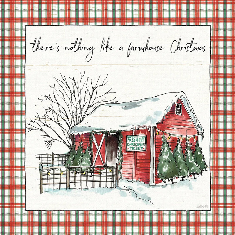 Holiday on the Farm IV Plaid by Anne Tavoletti. SKU 38393a. Archival Giclee Fine art print for wall decor.