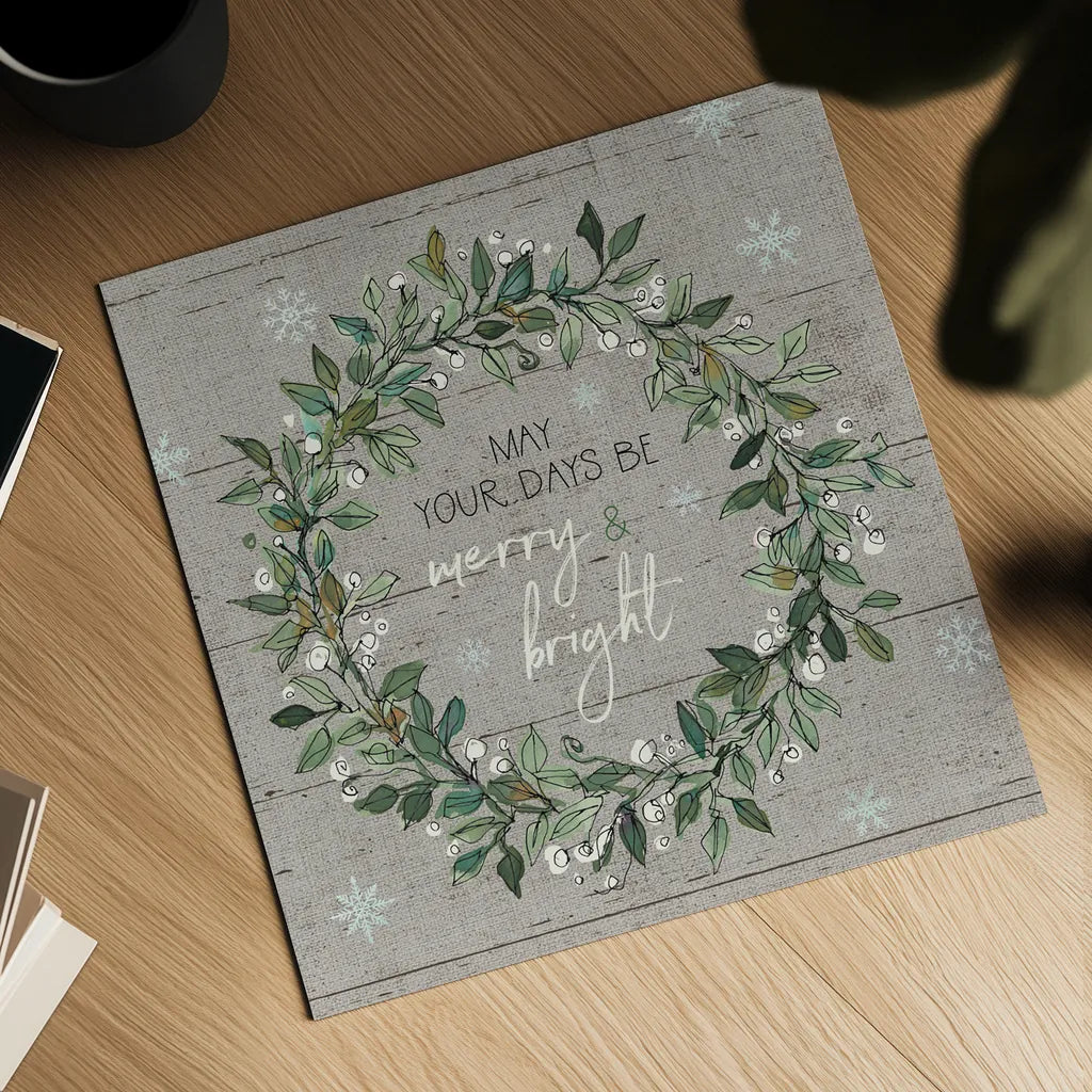 Holiday on the Farm IX - Merry and Bright by Anne Tavoletti. Shown as a detailed flat fine art print, highlighting archival giclee quality. Available as an archival giclee rolled canvas, fine art paper, or poster print. SKU 57867a.