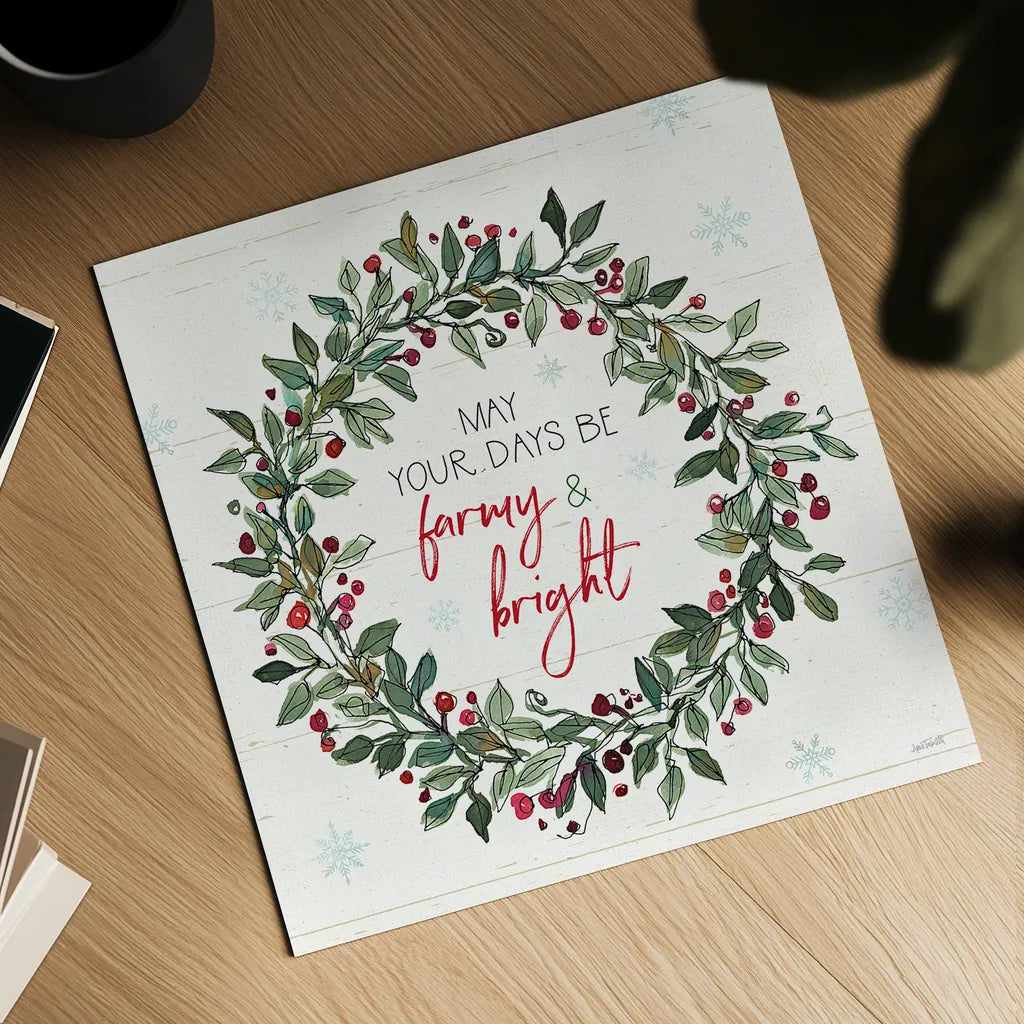 Holiday on the Farm IX by Anne Tavoletti. Shown as a detailed flat fine art print, highlighting archival giclee quality. Available as an archival giclee rolled canvas, fine art paper, or poster print. SKU 37279a.