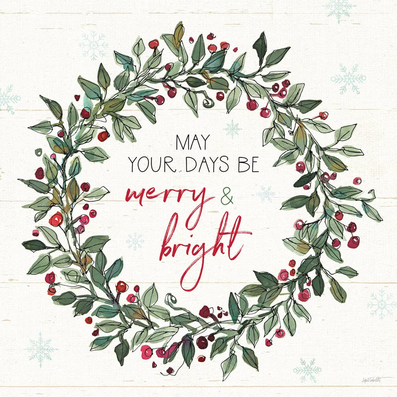 Holiday on the Farm IX Merry and Bright by Anne Tavoletti. SKU 47421a. Archival Giclee Fine art print for wall decor.