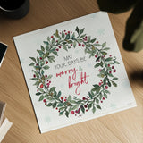 Holiday on the Farm IX Merry and Bright by Anne Tavoletti. Shown as a detailed flat fine art print, highlighting archival giclee quality. Available as an archival giclee rolled canvas, fine art paper, or poster print. SKU 47421a.