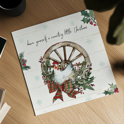 Holiday on the Farm V by Anne Tavoletti. Shown as a detailed flat fine art print, highlighting archival giclee quality. Available as an archival giclee rolled canvas, fine art paper, or poster print. SKU 37275a.