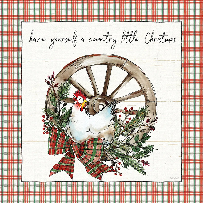 Holiday on the Farm V Plaid by Anne Tavoletti. SKU 38394a. Archival Giclee Fine art print for wall decor.
