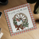 Holiday on the Farm V Plaid by Anne Tavoletti. Shown as a detailed flat fine art print, highlighting archival giclee quality. Available as an archival giclee rolled canvas, fine art paper, or poster print. SKU 38394a.