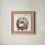 Holiday on the Farm V Plaid by Anne Tavoletti. Shown in a natural wood glass frame for a timeless modern aesthetic. Available as an archival giclee rolled canvas, fine art paper, or poster print. SKU 38394a.