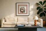 Holiday on the Farm V Plaid by Anne Tavoletti. Displayed in a glass frame with matte in a clean modern living room. Available as an archival giclee rolled canvas, fine art paper, or poster print. SKU 38394a.