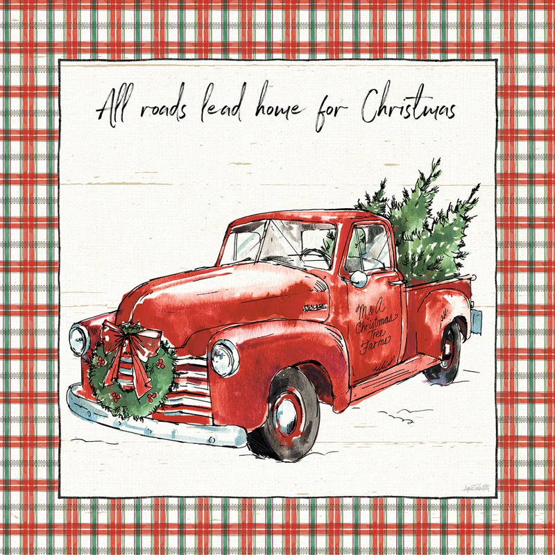 Holiday on the Farm VI Plaid by Anne Tavoletti. SKU 38395a. Archival Giclee Fine art print for wall decor.