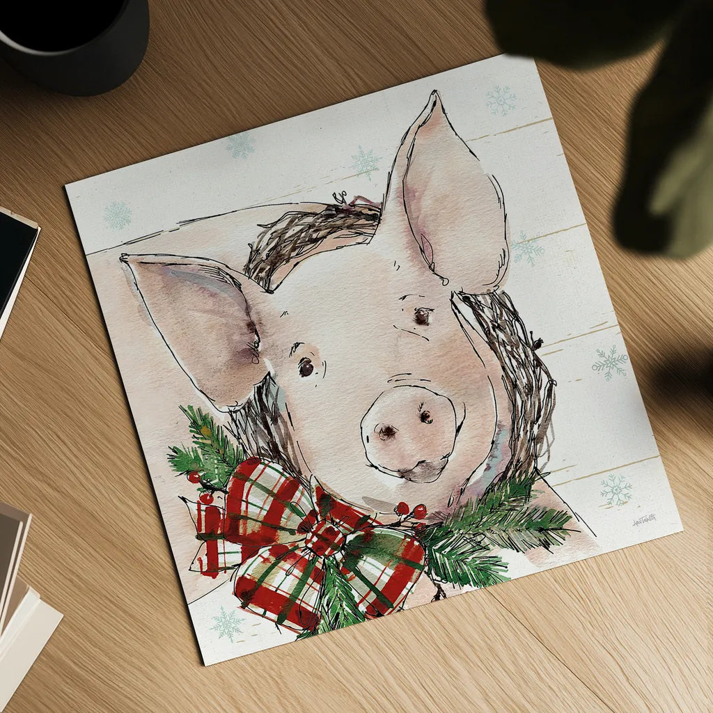 Holiday on the Farm VII by Anne Tavoletti. Shown as a detailed flat fine art print, highlighting archival giclee quality. Available as an archival giclee rolled canvas, fine art paper, or poster print. SKU 37277a.