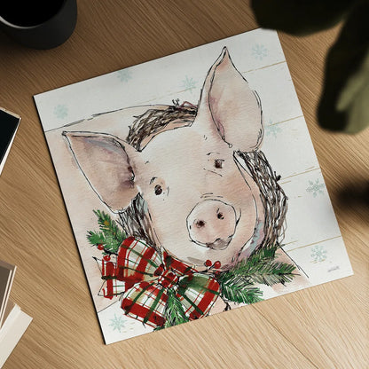 Holiday on the Farm VII by Anne Tavoletti. Shown as a detailed flat fine art print, highlighting archival giclee quality. Available as an archival giclee rolled canvas, fine art paper, or poster print. SKU 37277a.