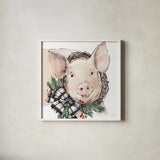 Holiday on the Farm VII Neutral by Anne Tavoletti. Shown in a crisp white glass frame for a clean and minimalist style. Available as an archival giclee rolled canvas, fine art paper, or poster print. SKU 82645a.
