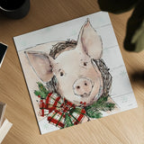 Holiday on the Farm VII on Gray by Anne Tavoletti. Shown as a detailed flat fine art print, highlighting archival giclee quality. Available as an archival giclee rolled canvas, fine art paper, or poster print. SKU 38390a.
