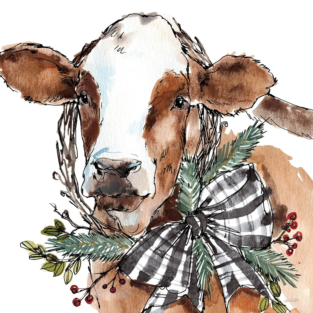 Holiday on the Farm VIII Neutral by Anne Tavoletti. SKU 82646a. Archival Giclee Fine art print for wall decor.