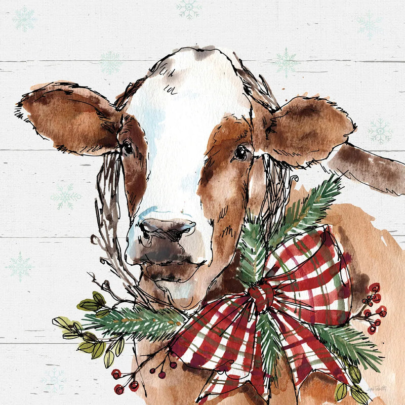 Holiday on the Farm VIII on Gray by Anne Tavoletti. SKU 38391a. Archival Giclee Fine art print for wall decor.