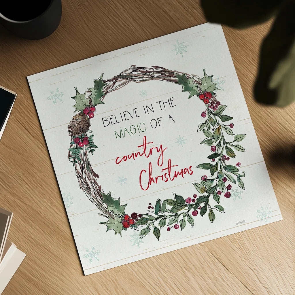 Holiday on the Farm X by Anne Tavoletti. Shown as a detailed flat fine art print, highlighting archival giclee quality. Available as an archival giclee rolled canvas, fine art paper, or poster print. SKU 37280a.