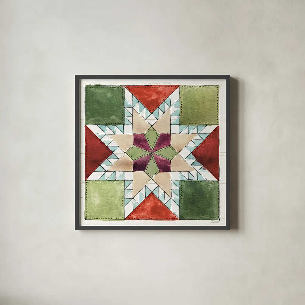 Holiday on the Farm XII by Anne Tavoletti. Shown in a sleek black glass frame for a contemporary gallery look. Available as an archival giclee rolled canvas, fine art paper, or poster print. SKU 37282a.