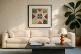 Holiday on the Farm XII by Anne Tavoletti. Displayed in a glass frame with matte in a clean modern living room. Available as an archival giclee rolled canvas, fine art paper, or poster print. SKU 37282a.