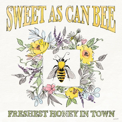 Honeybee Blossoms IV by Anne Tavoletti. SKU 72492a. Archival Giclee Fine art print for wall decor.