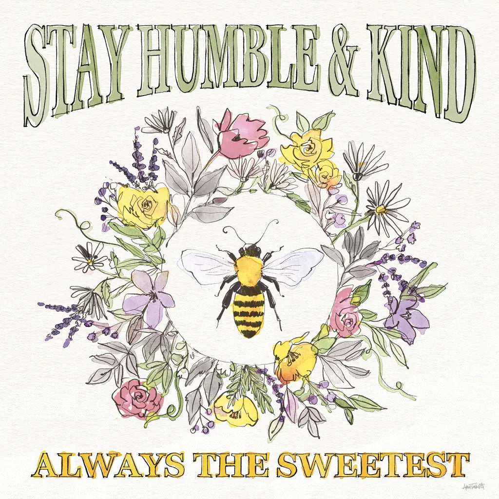 Honeybee Blossoms V by Anne Tavoletti. SKU 72493a. Archival Giclee Fine art print for wall decor.