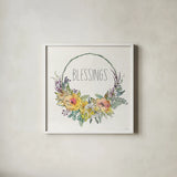 Honeybee Blossoms VIII by Anne Tavoletti. Shown in a crisp white glass frame for a clean and minimalist style. Available as an archival giclee rolled canvas, fine art paper, or poster print. SKU 72496a.
