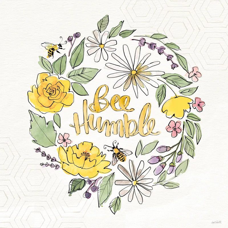 Honeybee Blossoms X by Anne Tavoletti. SKU 72498a. Archival Giclee Fine art print for wall decor.