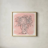 Hydrangea in Pitcher Sketch by Anne Tavoletti. Shown in a natural wood glass frame for a timeless modern aesthetic. Available as an archival giclee rolled canvas, fine art paper, or poster print. SKU 100596a.