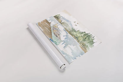 Lakehouse I by Anne Tavoletti. shown as a rolled paper print. Available as archival giclee rolled canvas, fine art paper, or poster print. SKU 24223i.