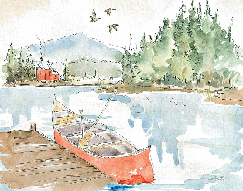 Lakehouse I Red by Anne Tavoletti
