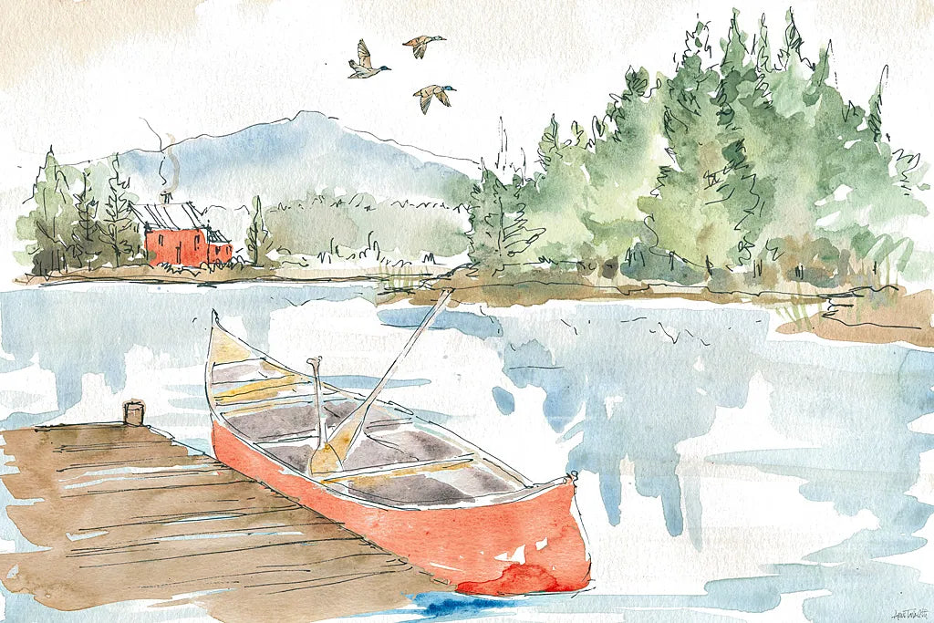 Lakehouse I Red by Anne Tavoletti. SKU 27077i. Archival Giclee Fine art print for wall decor.