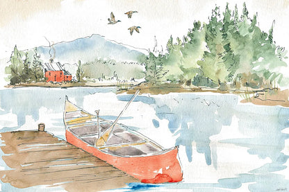 Lakehouse I Red by Anne Tavoletti. SKU 27077i. Archival Giclee Fine art print for wall decor.