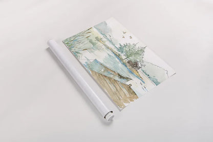 Lakehouse II by Anne Tavoletti. shown as a rolled paper print. Available as archival giclee rolled canvas, fine art paper, or poster print. SKU 24224i.