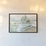 Lakehouse II by Anne Tavoletti. shown as a paper print in a black flame. Available as a archival giclee rolled canvas, fine art paper, or poster print. SKU 24224i.