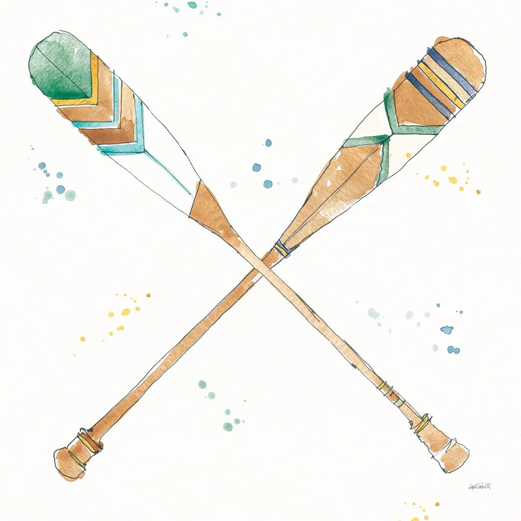 Lakehouse Oars by Anne Tavoletti. SKU 51932a. Archival Giclee Fine art print for wall decor.