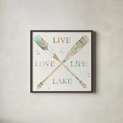 Lakehouse V by Anne Tavoletti. Shown in a sleek black glass frame for a contemporary gallery look. Available as an archival giclee rolled canvas, fine art paper, or poster print. SKU 24226a.