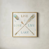 Lakehouse V by Anne Tavoletti. Shown in a natural wood glass frame for a timeless modern aesthetic. Available as an archival giclee rolled canvas, fine art paper, or poster print. SKU 24226a.
