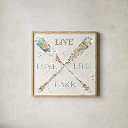 Lakehouse V by Anne Tavoletti. Shown in a natural wood glass frame for a timeless modern aesthetic. Available as an archival giclee rolled canvas, fine art paper, or poster print. SKU 24226a.