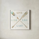 Lakehouse V by Anne Tavoletti. Shown in a crisp white glass frame for a clean and minimalist style. Available as an archival giclee rolled canvas, fine art paper, or poster print. SKU 24226a.