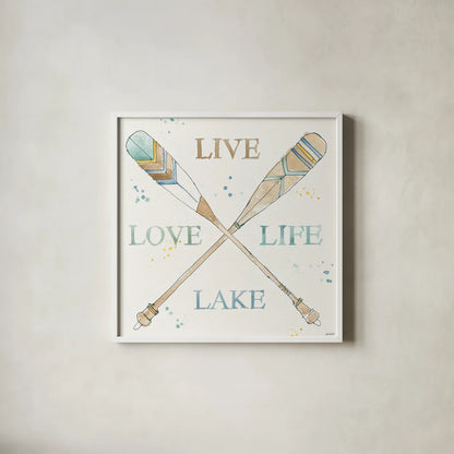 Lakehouse V by Anne Tavoletti. Shown in a crisp white glass frame for a clean and minimalist style. Available as an archival giclee rolled canvas, fine art paper, or poster print. SKU 24226a.