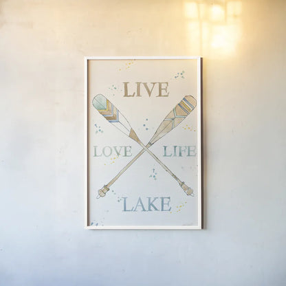 Lakehouse V v2 by Anne Tavoletti. shown as a paper print in a white frame. Available as a archival giclee rolled canvas, fine art paper, or poster print. SKU 30769h.