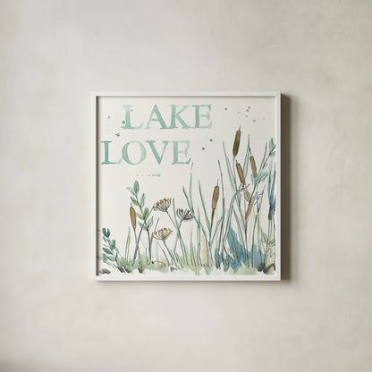 Lakehouse VI by Anne Tavoletti. Shown in a crisp white glass frame for a clean and minimalist style. Available as an archival giclee rolled canvas, fine art paper, or poster print. SKU 24227a.
