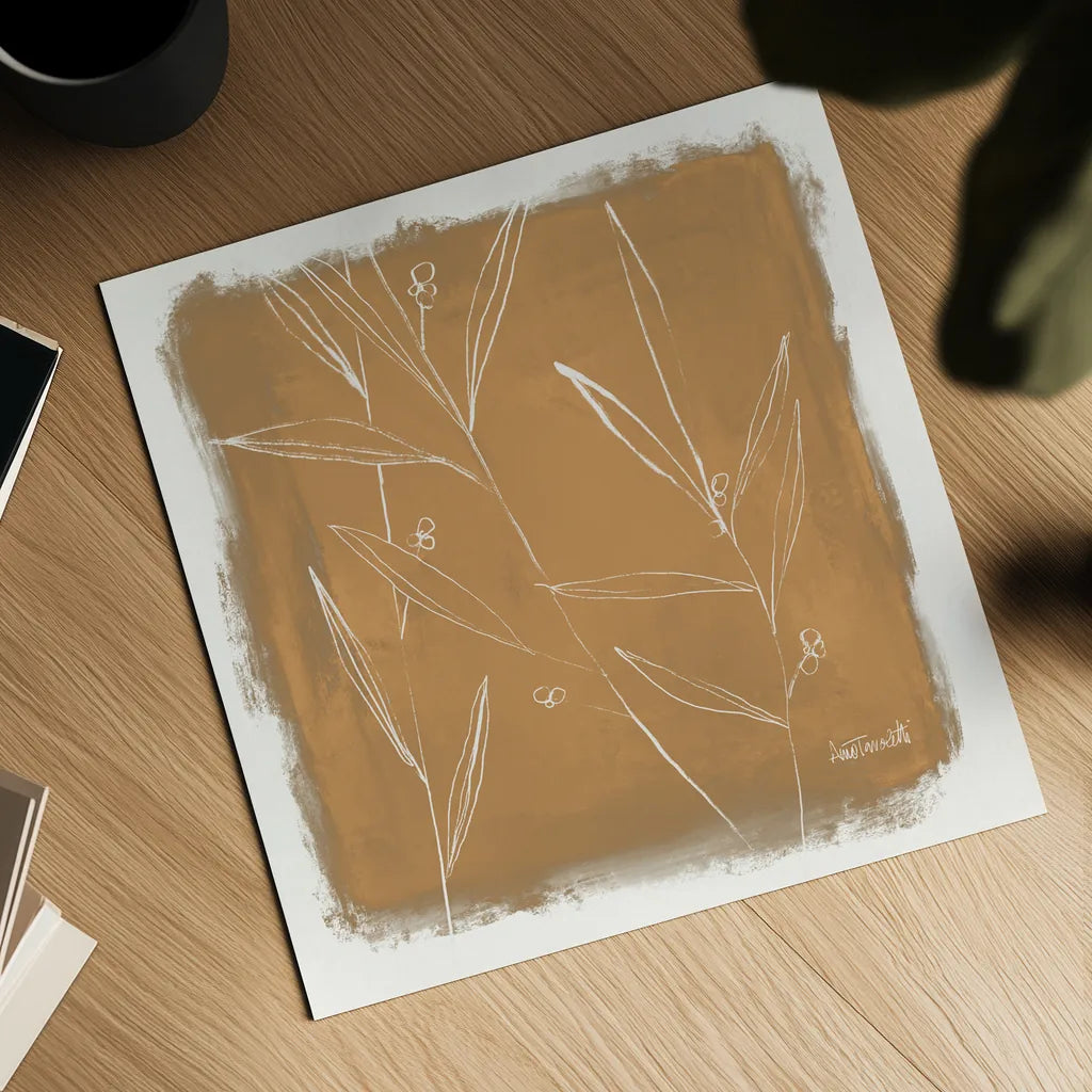 Leaf Lines I by Anne Tavoletti. Shown as a detailed flat fine art print, highlighting archival giclee quality. Available as an archival giclee rolled canvas, fine art paper, or poster print. SKU 97372a.