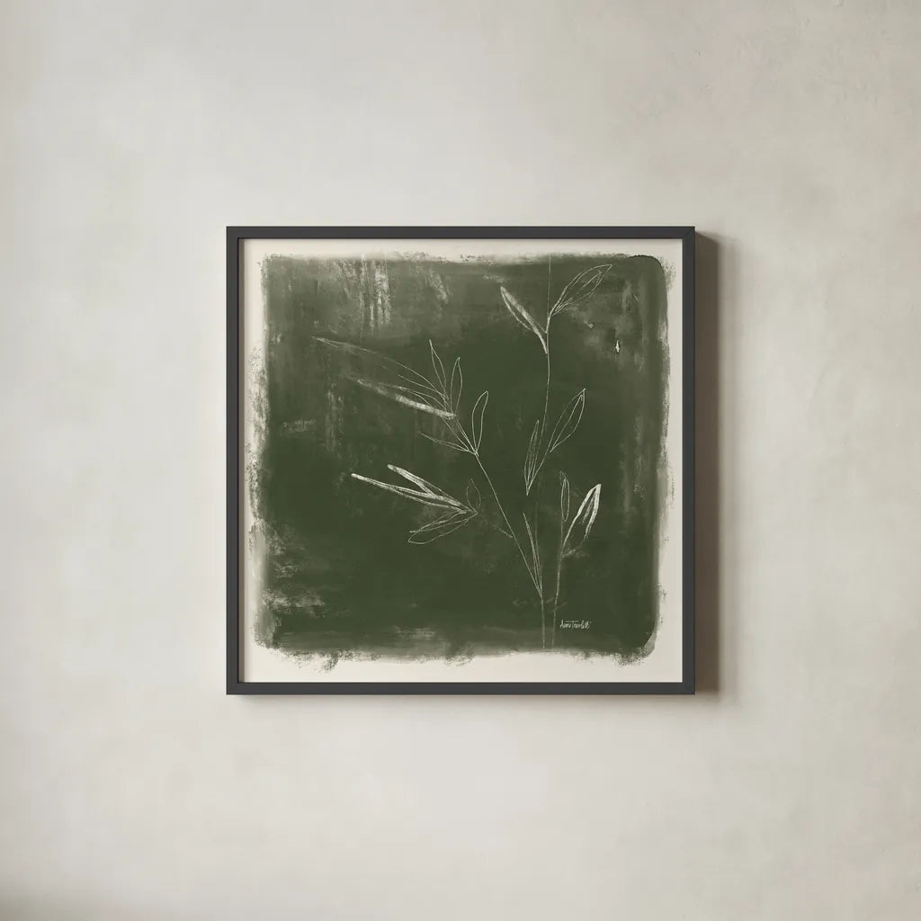 Leaf Lines II by Anne Tavoletti. Shown in a sleek black glass frame for a contemporary gallery look. Available as an archival giclee rolled canvas, fine art paper, or poster print. SKU 97373a.