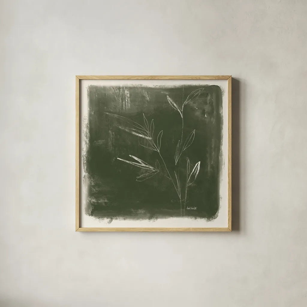 Leaf Lines II by Anne Tavoletti. Shown in a natural wood glass frame for a timeless modern aesthetic. Available as an archival giclee rolled canvas, fine art paper, or poster print. SKU 97373a.