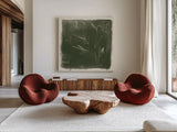 Leaf Lines II by Anne Tavoletti. Shown as extra-large giant wall art in a modern living room. Available as an archival giclee rolled canvas, fine art paper, or poster print. SKU 97373a.