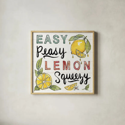 Lemonade Stand II by Anne Tavoletti. Shown in a natural wood glass frame for a timeless modern aesthetic. Available as an archival giclee rolled canvas, fine art paper, or poster print. SKU 69023a.
