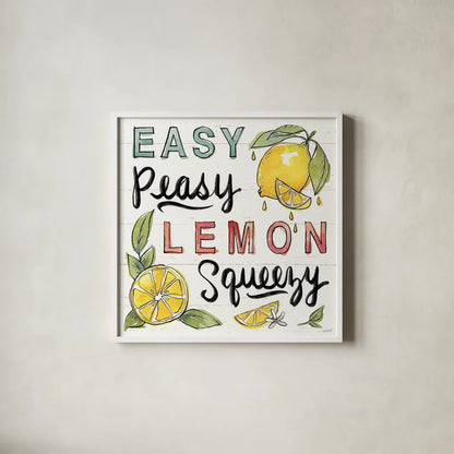 Lemonade Stand II by Anne Tavoletti. Shown in a crisp white glass frame for a clean and minimalist style. Available as an archival giclee rolled canvas, fine art paper, or poster print. SKU 69023a.