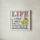 Lemonade Stand V by Anne Tavoletti. Shown in a crisp white glass frame for a clean and minimalist style. Available as an archival giclee rolled canvas, fine art paper, or poster print. SKU 69026a.