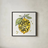 Lemonade Stand VI by Anne Tavoletti. Shown in a sleek black glass frame for a contemporary gallery look. Available as an archival giclee rolled canvas, fine art paper, or poster print. SKU 69027a.