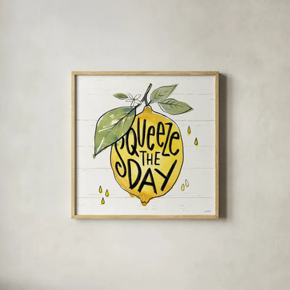 Lemonade Stand VI by Anne Tavoletti. Shown in a natural wood glass frame for a timeless modern aesthetic. Available as an archival giclee rolled canvas, fine art paper, or poster print. SKU 69027a.