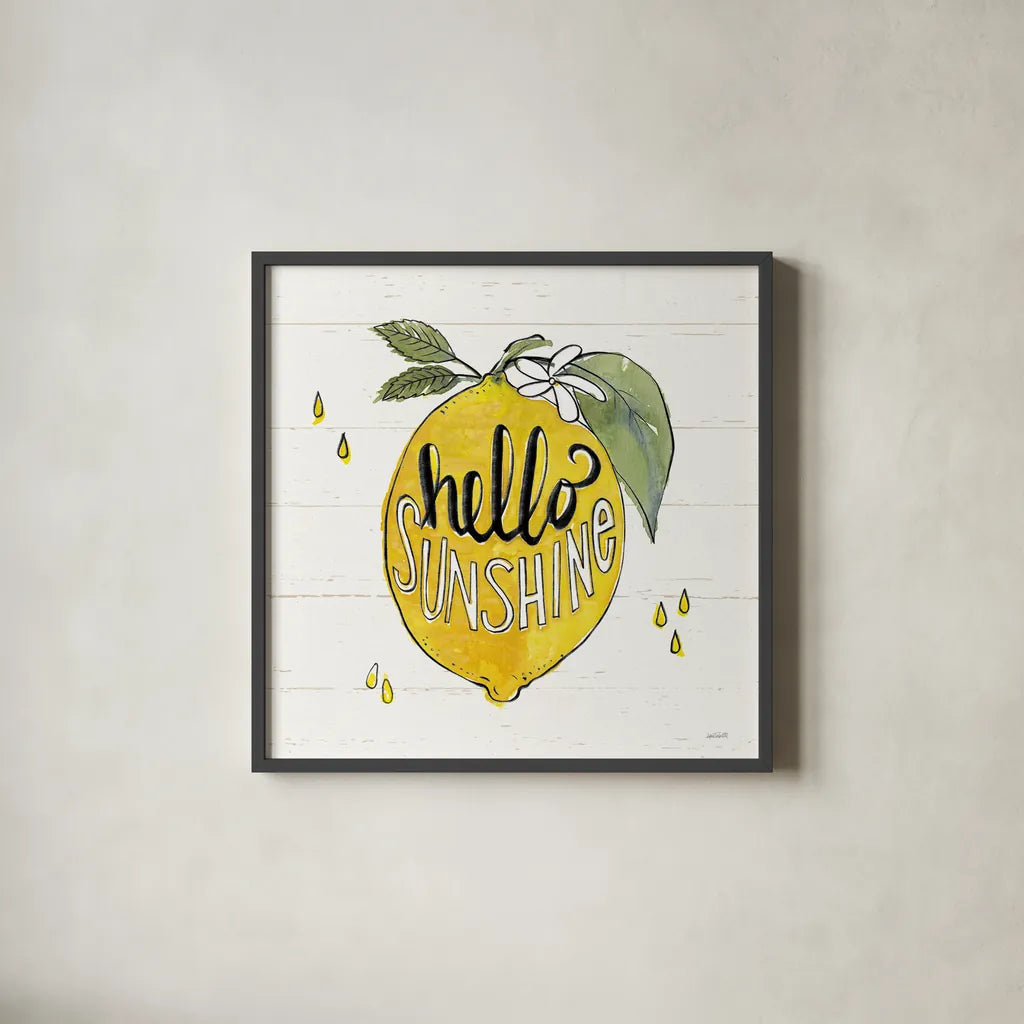 Lemonade Stand VII by Anne Tavoletti. Shown in a sleek black glass frame for a contemporary gallery look. Available as an archival giclee rolled canvas, fine art paper, or poster print. SKU 69028a.